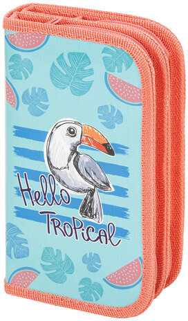 Пенал ПИФАГОР, 2 отделения, ламинированный картон, 19х11 см, &quot;Tropical&quot;, 270168