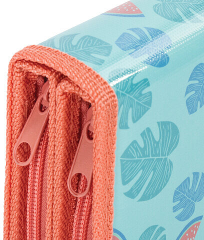 Пенал ПИФАГОР, 2 отделения, ламинированный картон, 19х11 см, "Tropical", 270168