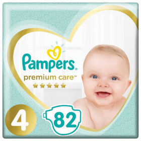Подгузники 82 шт. PAMPERS (Памперс) Premium Care, размер 4 (9-14 кг), 1210801