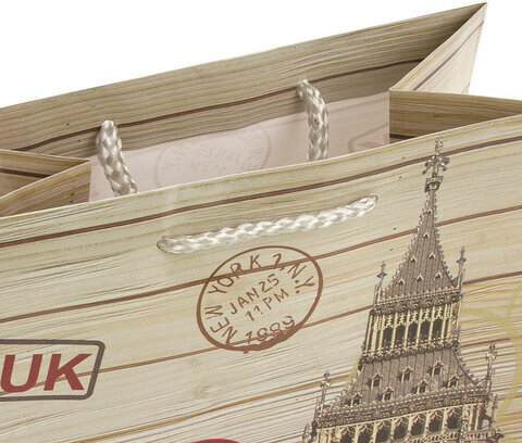 Пакет подарочный 17,8x9,8x22,9 см, ЗОЛОТАЯ СКАЗКА "Лондон", ламинированный, 606598