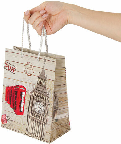 Пакет подарочный 17,8x9,8x22,9 см, ЗОЛОТАЯ СКАЗКА "Лондон", ламинированный, 606598